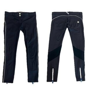 Freddy WR.UP Sport dark mauve black leggings Sz 4 zipper ankle detail fitness